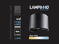 4 x 12w led zwart wandlamp rond duo licht verstelbaar waterdicht - afbeelding 4 van  8