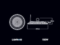 4 x 150w 3000k led ufo highbay slim waterdicht met lens - afbeelding 7 van  8