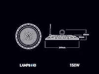 4 x 150w 3000k led ufo highbay slim waterdicht met lens - afbeelding 7 van  8