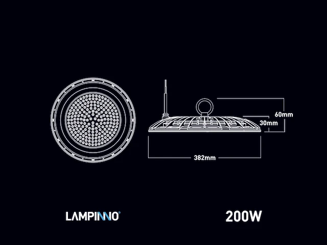 4 x 200w 3000k led ufo highbay slim waterdicht met lens - afbeelding 7 van  8