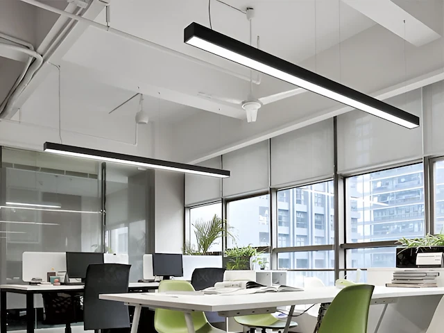 4 x 40w led 120cm linear hanglamp 3 kleur licht switch zwart - afbeelding 6 van  7