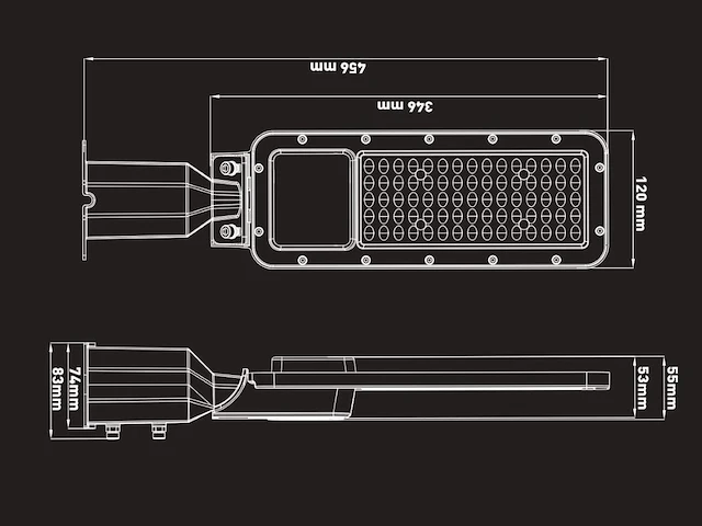 4 x 50w 5000k led straatverlichting met lens waterdicht kantelbaar - afbeelding 2 van  10