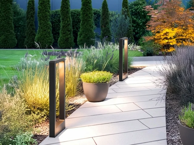 4 x 7w led zand zwart tuinlamp 60cm warm wit - afbeelding 6 van  8