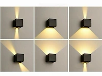 4 x cube black bidirectionele led wandlamp – 2x5w – 3500k neutraal wit – ip54 (sw-2312-2) - afbeelding 1 van  6