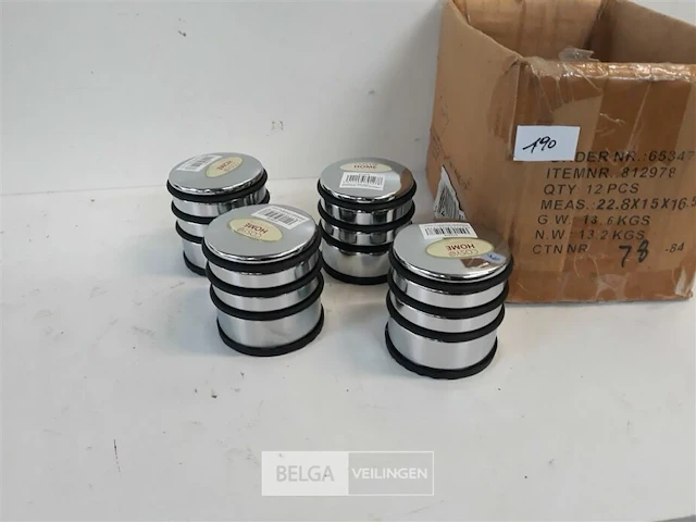 4 x deurstop metaal grijs 7x7x7,5 cm - afbeelding 1 van  3