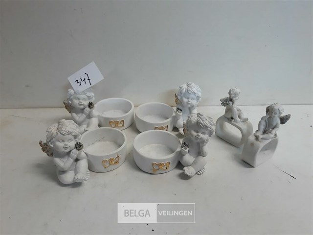 4 x engel als t-lichthouder + 2 x servettenring engel - afbeelding 1 van  3