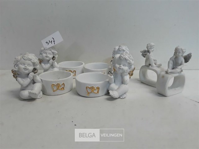 4 x engel als t-lichthouder + 2 x servettenring engel - afbeelding 3 van  3