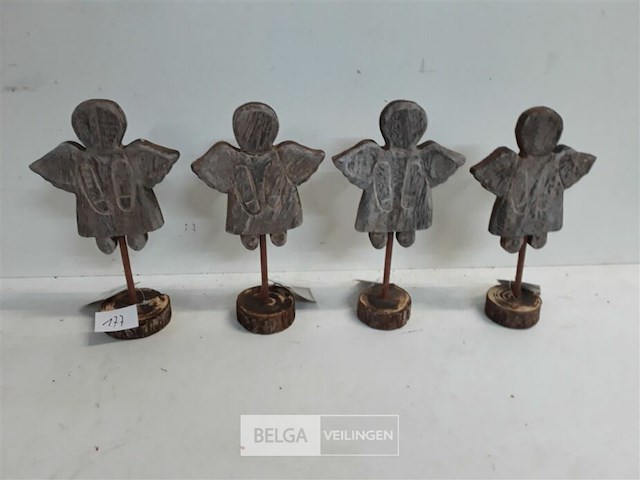 4 x engel hout op staander 20 cm - afbeelding 1 van  3