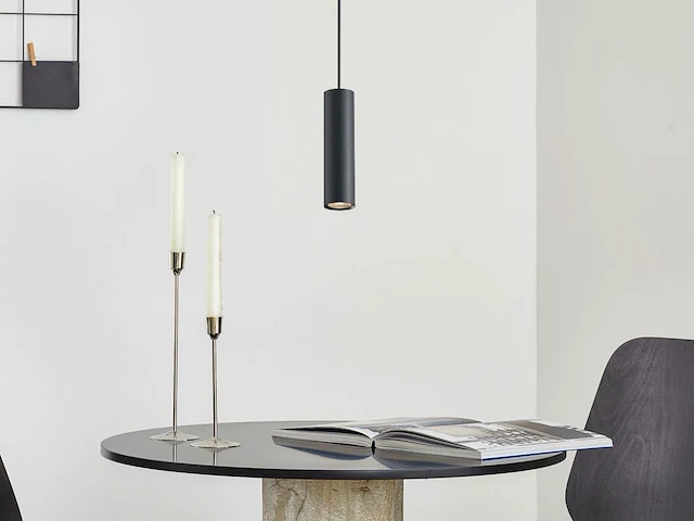 4 x gu10 decoratief hanglamp cilinder 24cm zand zwart - afbeelding 4 van  5