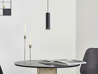 4 x gu10 decoratief hanglamp cilinder 24cm zand zwart - afbeelding 4 van  5