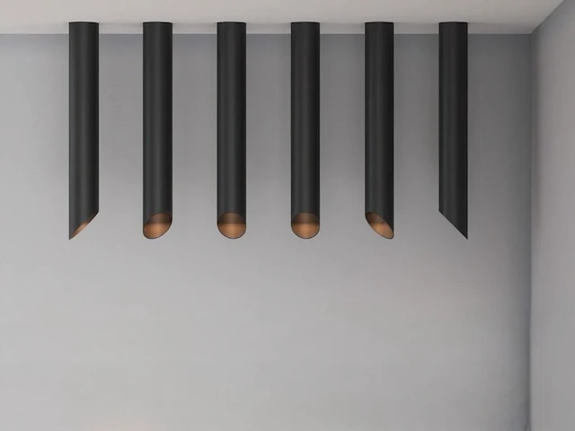 4 x gu10 opbouw design armatuur cilinder zand zwart 35cm - afbeelding 2 van  5