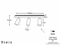 4 x gu10 opbouwarmatuur – 3 draaibare spots – zwart – aluminium – draaibaar 350°/70° – ip20 - afbeelding 4 van  5