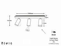 4 x gu10 opbouwarmatuur – 3 draaibare spots – zwart – aluminium – draaibaar 350°/70° – ip20 - afbeelding 5 van  6