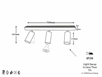 4 x gu10 opbouwarmatuur – 3 draaibare spots – zwart – aluminium – draaibaar 350°/70° – ip20 - afbeelding 4 van  5
