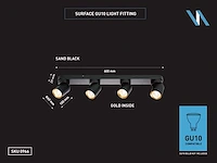 4 x gu10 opbouwspot armatuur 4 cilinder zand zwart en goud draaibaar - afbeelding 3 van  3