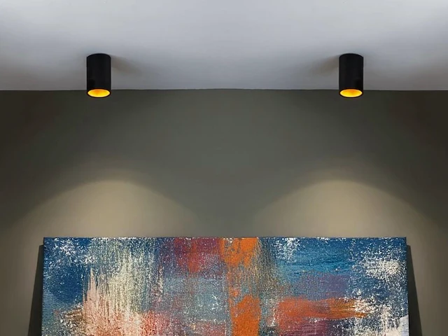 4 x gu10 opbouwspot armatuur cilinder zand goud en zwart - afbeelding 2 van  4