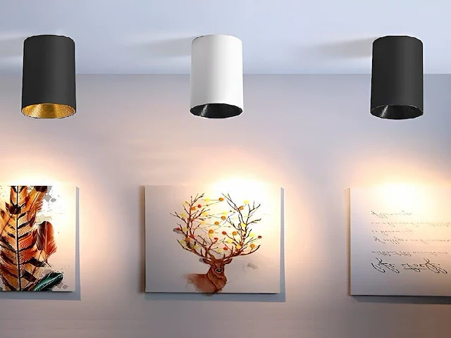 4 x gu10 opbouwspot armatuur cilinder zand zwart - afbeelding 6 van  6