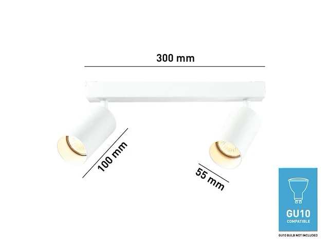 4 x gu10 opbouwspot armatuur dubbel cilinder wit draaibaar - afbeelding 3 van  3