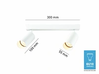 4 x gu10 opbouwspot armatuur dubbel cilinder wit draaibaar - afbeelding 3 van  3