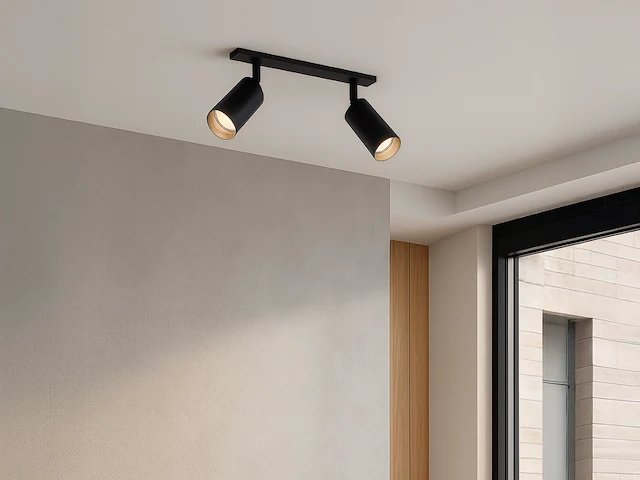 4 x gu10 opbouwspot armatuur dubbel cilinder zand zwart draaibaar - afbeelding 1 van  5