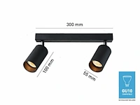 4 x gu10 opbouwspot armatuur dubbel cilinder zand zwart draaibaar - afbeelding 3 van  4