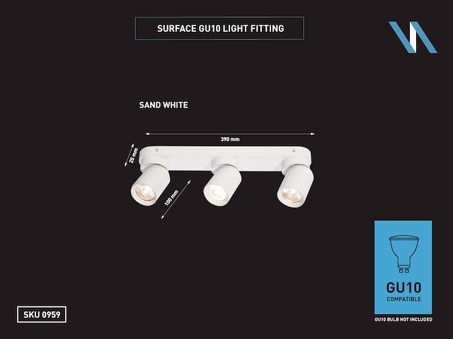 4 x gu10 opbouwspot armatuur triple cilinder zand wit draaibaar - afbeelding 7 van  8