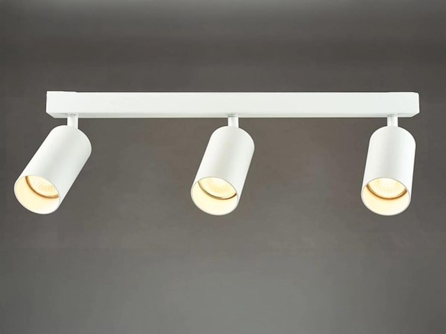 4 x gu10 opbouwspot armatuur triple cilinder zand wit draaibaar - afbeelding 3 van  5