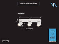 4 x gu10 opbouwspot armatuur triple cilinder zand wit en zwart draaibaar - afbeelding 5 van  6