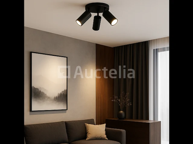 4 x gu10 ronde oppervlakte armatuur – 3 verstelbare spots – zwart – aluminium – ø150 mm – ip20 - afbeelding 2 van  5