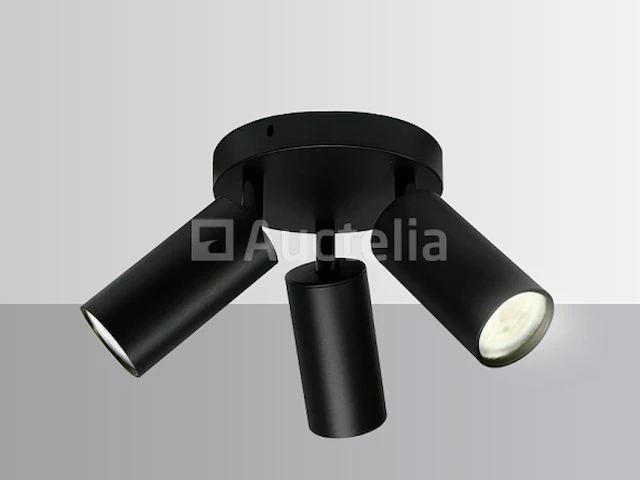 4 x gu10 ronde oppervlakte armatuur – 3 verstelbare spots – zwart – aluminium – ø150 mm – ip20 - afbeelding 4 van  5