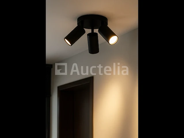 4 x gu10 ronde oppervlakte armatuur – 3 verstelbare spots – zwart – aluminium – ø150 mm – ip20 - afbeelding 5 van  5
