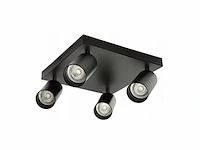 4 x gu10 vierkant opbouwspot armatuur 4 cilinders zwart draaibaar - afbeelding 2 van  3