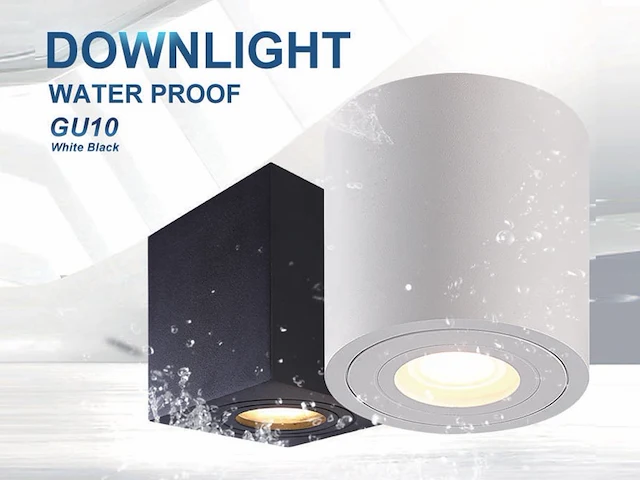 4 x gu10 waterdicht opbouwspot armatuur zwart 9,5cm - afbeelding 4 van  5