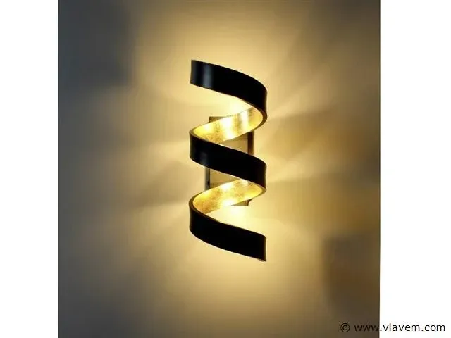 4 x helix design wand lamp zwart/goud - afbeelding 1 van  7