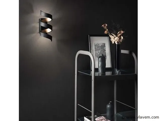 4 x helix design wand lamp zwart/goud - afbeelding 3 van  7