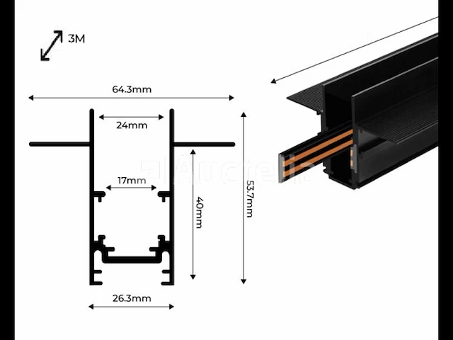 4 x ingebouwde magnetische rail 48v – 3 meter. - afbeelding 5 van  5