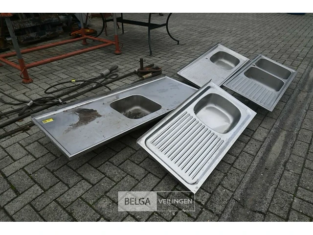 4 x inox wasbak / spoeltafel - afbeelding 1 van  6