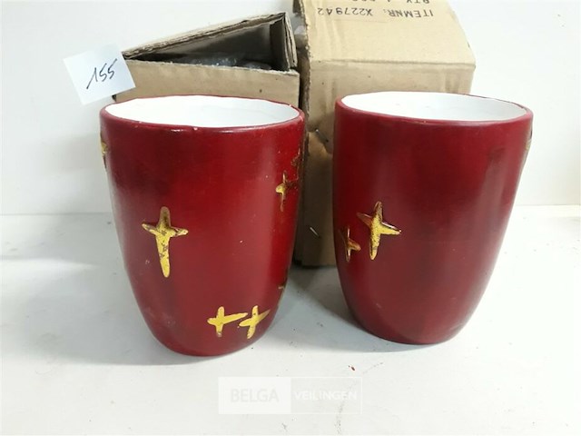 4 x kaarshouder 13 cm rood - afbeelding 3 van  3