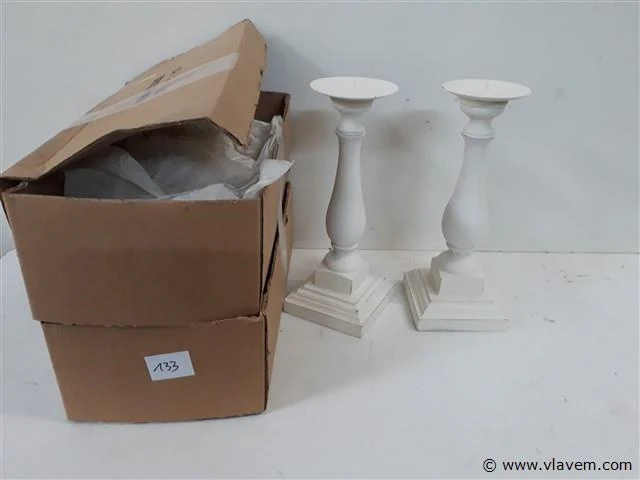 4 x kandelaar hout 25 cm - afbeelding 1 van  2