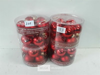 4 x kerstballen glas 10 stuks rood - afbeelding 2 van  3