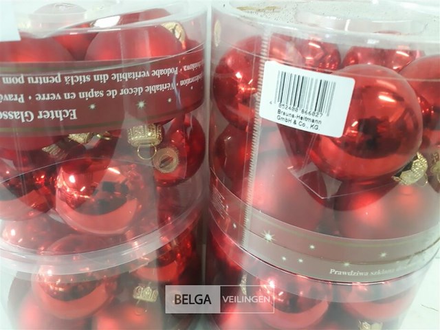 4 x kerstballen glas 10 stuks rood - afbeelding 3 van  3