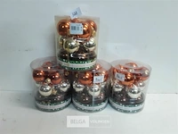 4 x kerstballen glas 12 stuks oranje/zilver/bruin - afbeelding 2 van  3