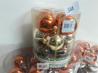 4 x kerstballen glas 12 stuks oranje/zilver/bruin - afbeelding 3 van  3
