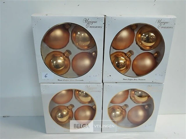 4 x kerstballen glas 4 stuks goud - afbeelding 1 van  3