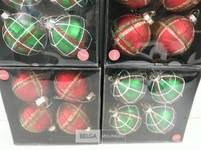 4 x kerstballen glas 4 stuks mix rood/groen - afbeelding 3 van  3