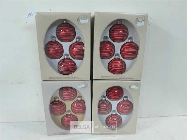 4 x kerstballen glas 4 stuks rood - afbeelding 1 van  3