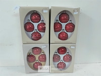 4 x kerstballen glas 4 stuks rood - afbeelding 2 van  3