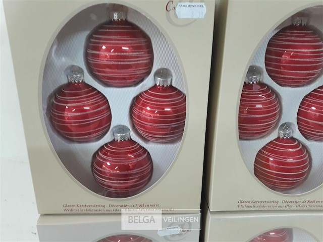 4 x kerstballen glas 4 stuks rood - afbeelding 3 van  3