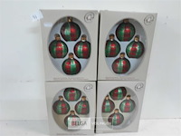 4 x kerstballen glas 4 stuks rood/groen - afbeelding 1 van  3