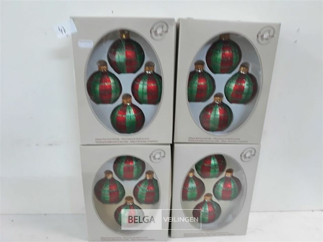 4 x kerstballen glas 4 stuks rood/groen - afbeelding 2 van  3